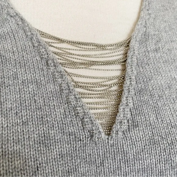 Peserico Gray (Grey) Cashmere Wool Silk Sweater Dress Tie Waist Size 48 IT - Picture 3 of 15